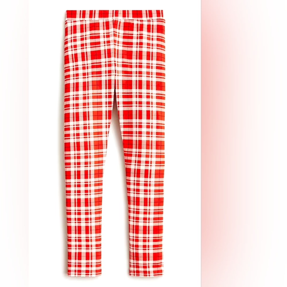 Crewcuts girls plaid leggings, 2, red/ white
